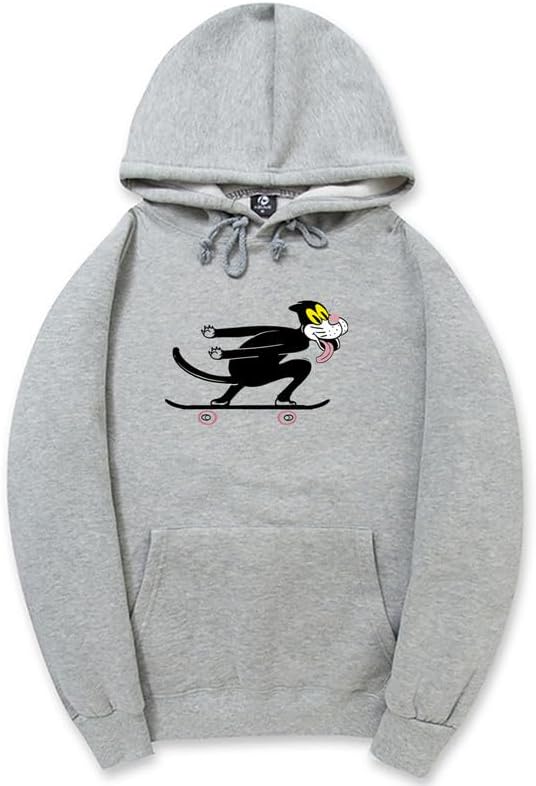 CORIRESHA Teen Skateboard Cat Hoodie Long Sleeve Drawstring Kangaroo Pocket Cute Sweatshirt