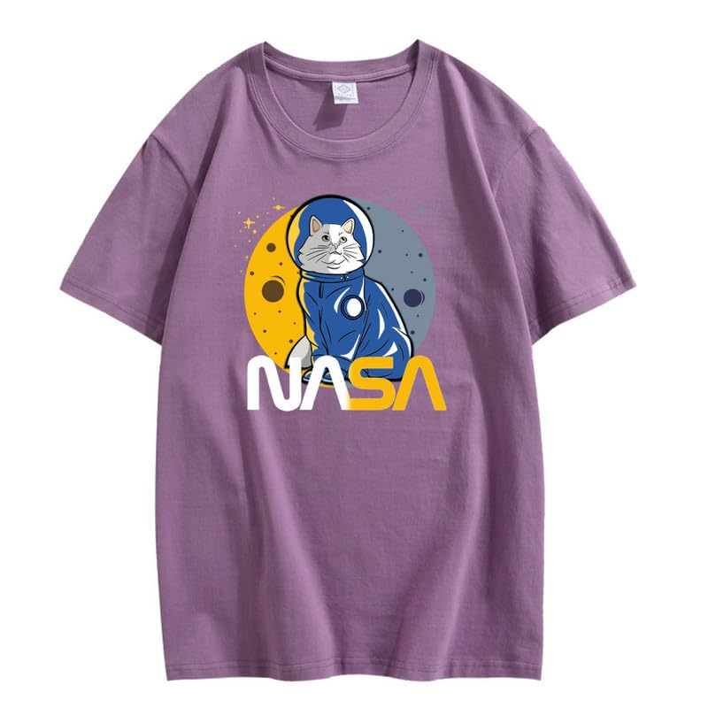 CORIRESHA Camiseta básica informal de manga corta con cuello redondo de la NASA para adolescentes