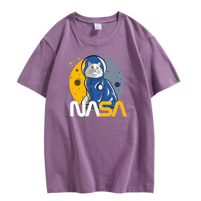 CORIRESHA Camiseta básica informal de manga corta con cuello redondo de la NASA para adolescentes
