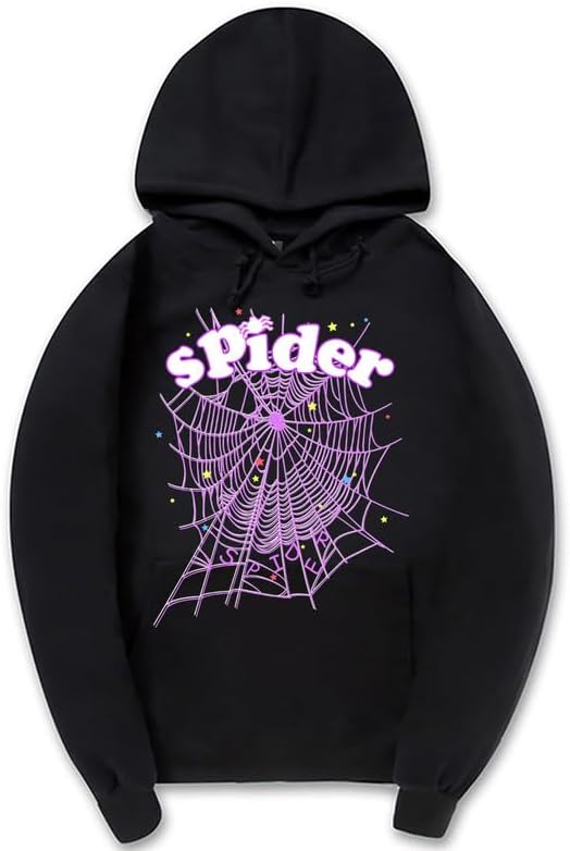 CORIRESHA Fashion Spider Web Sudadera con capucha de manga larga con cordón unisex de algodón con bolsillos