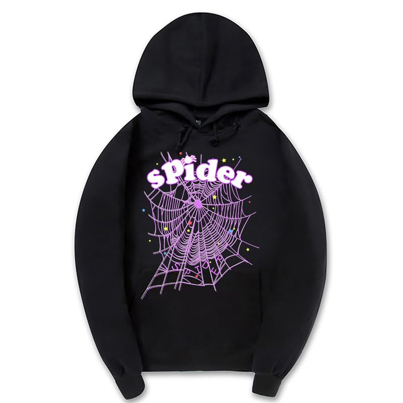 CORIRESHA Fashion Spider Web Sudadera con capucha de manga larga con cordón unisex de algodón con bolsillos