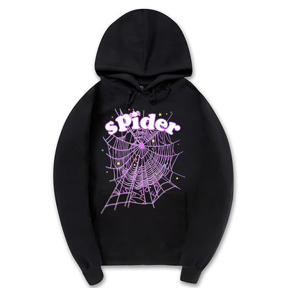 CORIRESHA Fashion Spider Web Sudadera con capucha de manga larga con cordón unisex de algodón con bolsillos