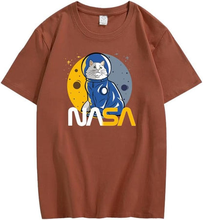 CORIRESHA Camiseta básica informal de manga corta con cuello redondo de la NASA para adolescentes