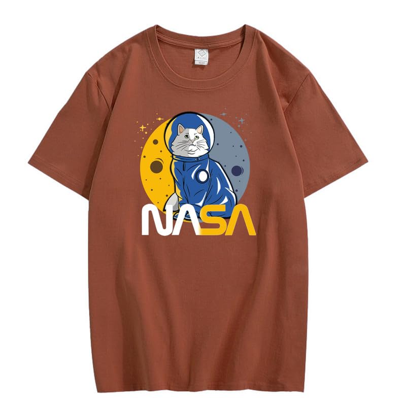 CORIRESHA Camiseta básica informal de manga corta con cuello redondo de la NASA para adolescentes
