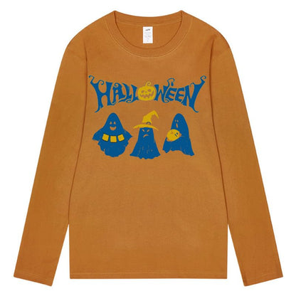 CORIRESHA Teen Ghost T-Shirt Crewneck Long Sleeve Cotton Harajuku Halloween Tops