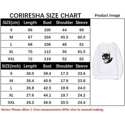 CORIRESHA Sudadera casual Y2K con diseño de telaraña para amantes de los gatos, cuello redondo, manga larga, para mujer