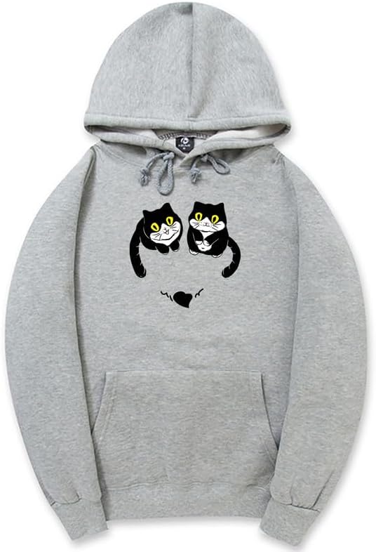 CORIRESHA Teen Cute Cat Hoodie Long Sleeve Drawstring Kangaroo Pocket Heart Sweatshirt