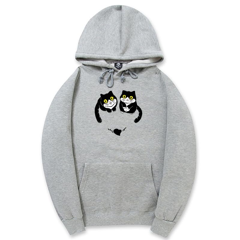 CORIRESHA Teen Cute Cat Hoodie Long Sleeve Drawstring Kangaroo Pocket Heart Sweatshirt