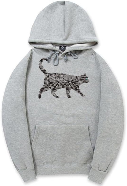 CORIRESHA Spotted Cat Long Sleeve Drawstring Cotton Cute Animal Hoodie Sweatshirt