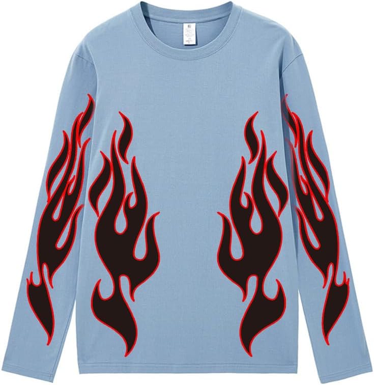 CORIRESHA Adolescente Moda Llama Patrón Cuello Redondo Manga Larga Y2K Otoño Camiseta Top
