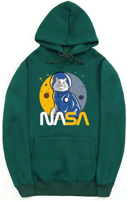 CORIRESHA Teen's Astronaut NASA Hoodie Casual Long Sleeve Drawstring Cat Sweatshirt