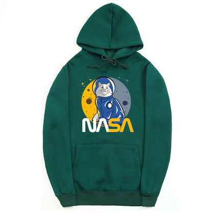 CORIRESHA Teen's Astronaut NASA Hoodie Casual Long Sleeve Drawstring Cat Sweatshirt