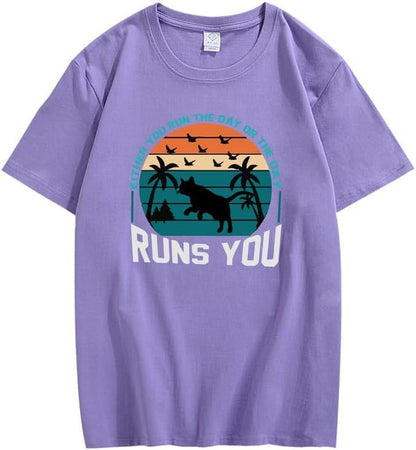 CORIRESHA Camiseta de manga corta unisex con diseño de gaviota y gato hawaiano de verano