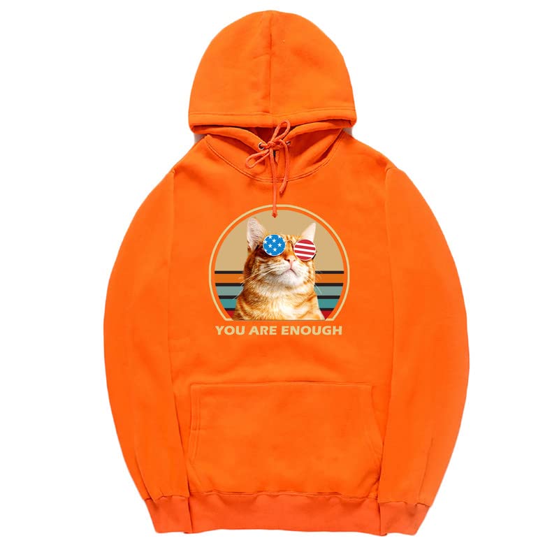 CORIRESHA You are Enough Adolescente Linda Sudadera con capucha Casual Manga Larga Cordón Algodón Gato Amantes Sudaderas