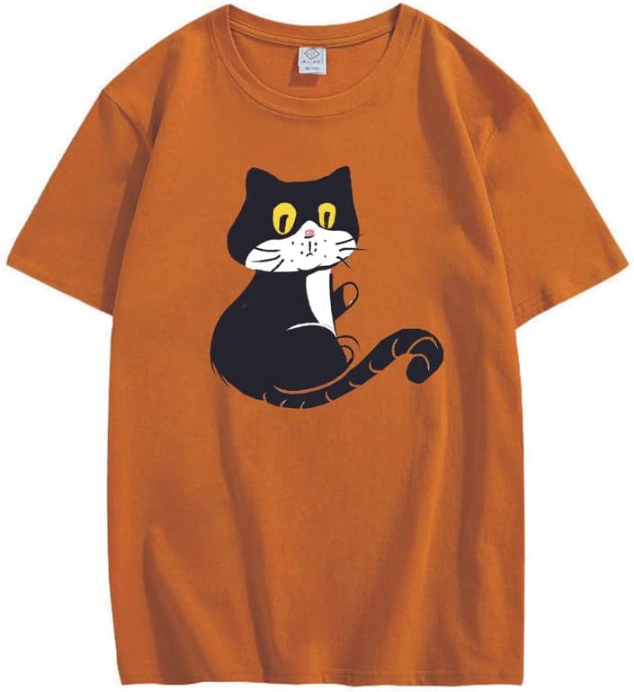 CORIRESHA Adolescente Gato Camiseta Cuello Redondo Manga Corta Suelta Suave Acogedor Lindo Tops