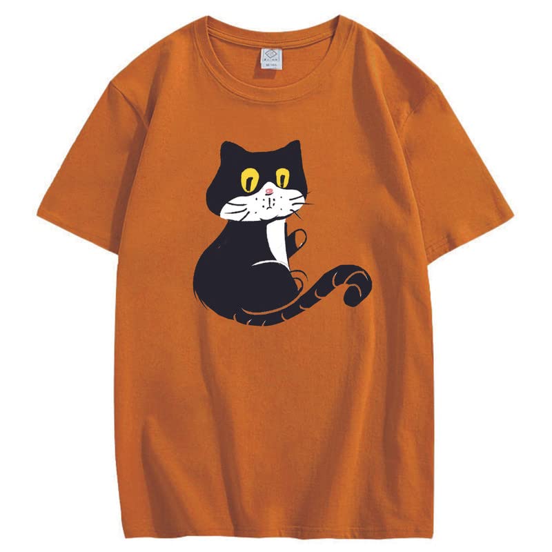 CORIRESHA Teen Cat T-Shirt Round Neck Short Sleeves Loose Soft Cozy Cute Tops