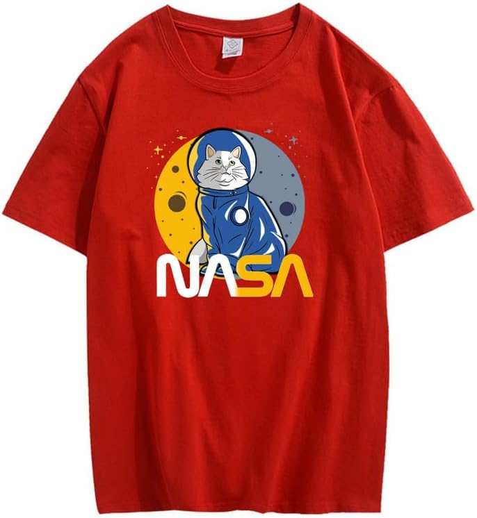 CORIRESHA Camiseta básica informal de manga corta con cuello redondo de la NASA para adolescentes