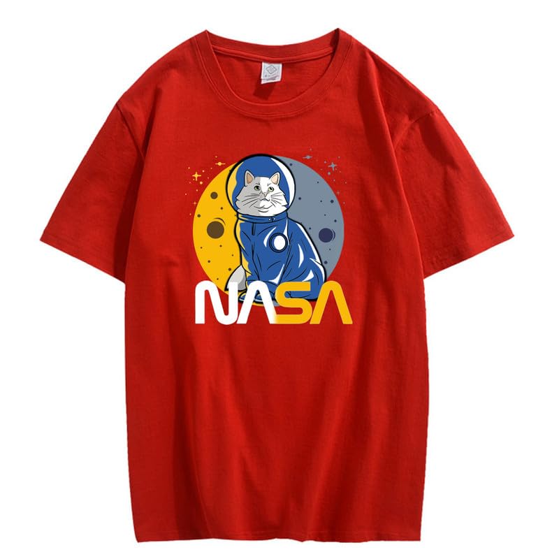 CORIRESHA Camiseta básica informal de manga corta con cuello redondo de la NASA para adolescentes
