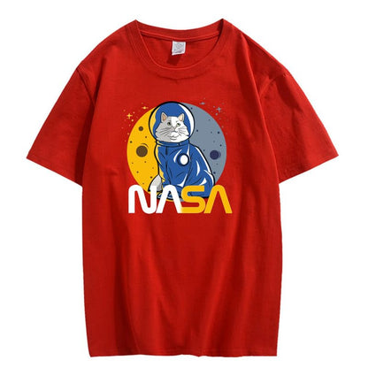 CORIRESHA Camiseta básica informal de manga corta con cuello redondo de la NASA para adolescentes