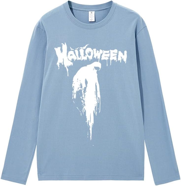 CORIRESHA Halloween Blood Crewneck Long Sleeve Gothic Unisex Scary T-Shirt