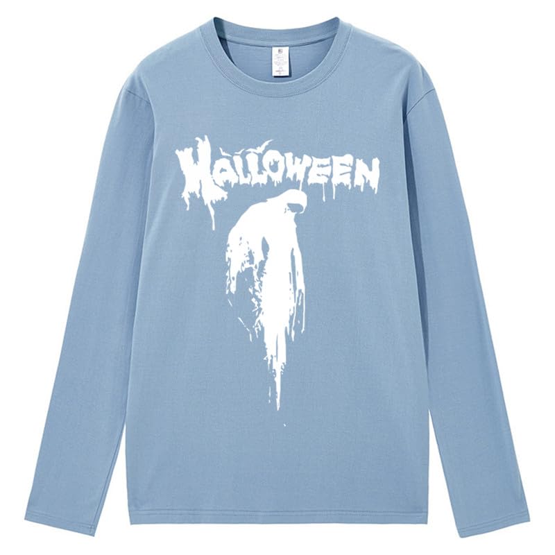 CORIRESHA Halloween Blood Crewneck Long Sleeve Gothic Unisex Scary T-Shirt