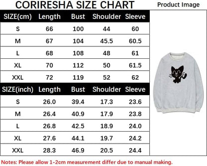 CORIRESHA Funny Black Cat Sweatshirt Crewneck Long Sleeve Cotton Basic Pullover