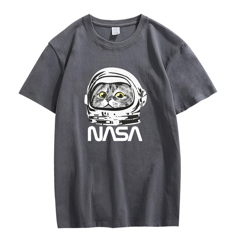 CORIRESHA Camiseta adolescente de la NASA cuello redondo manga corta lindo top para los amantes de los gatos