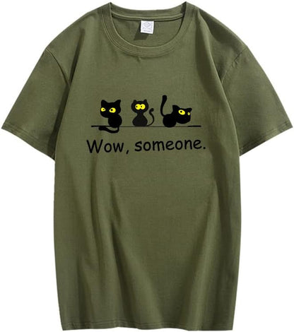 CORIRESHA Cute Black Cat T-Shirts Animal Lovers Funny Clothing Teens