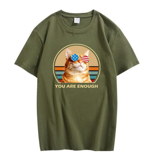 CORIRESHA Cat Lovers Camisetas Cuello Redondo Manga Corta Adolescentes Eres Suficiente Lindo Tops