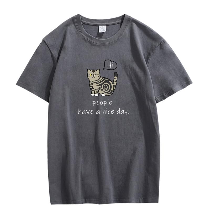 CORIRESHA Adolescente Lindo Gato Cuello Redondo Manga Corta Casual Letra Personalizada Camiseta