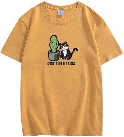 CORIRESHA Divertidos Gatos Blancos y Negros Camisetas de Cactus Ropa Casual de Verano para Adolescentes Kawaii