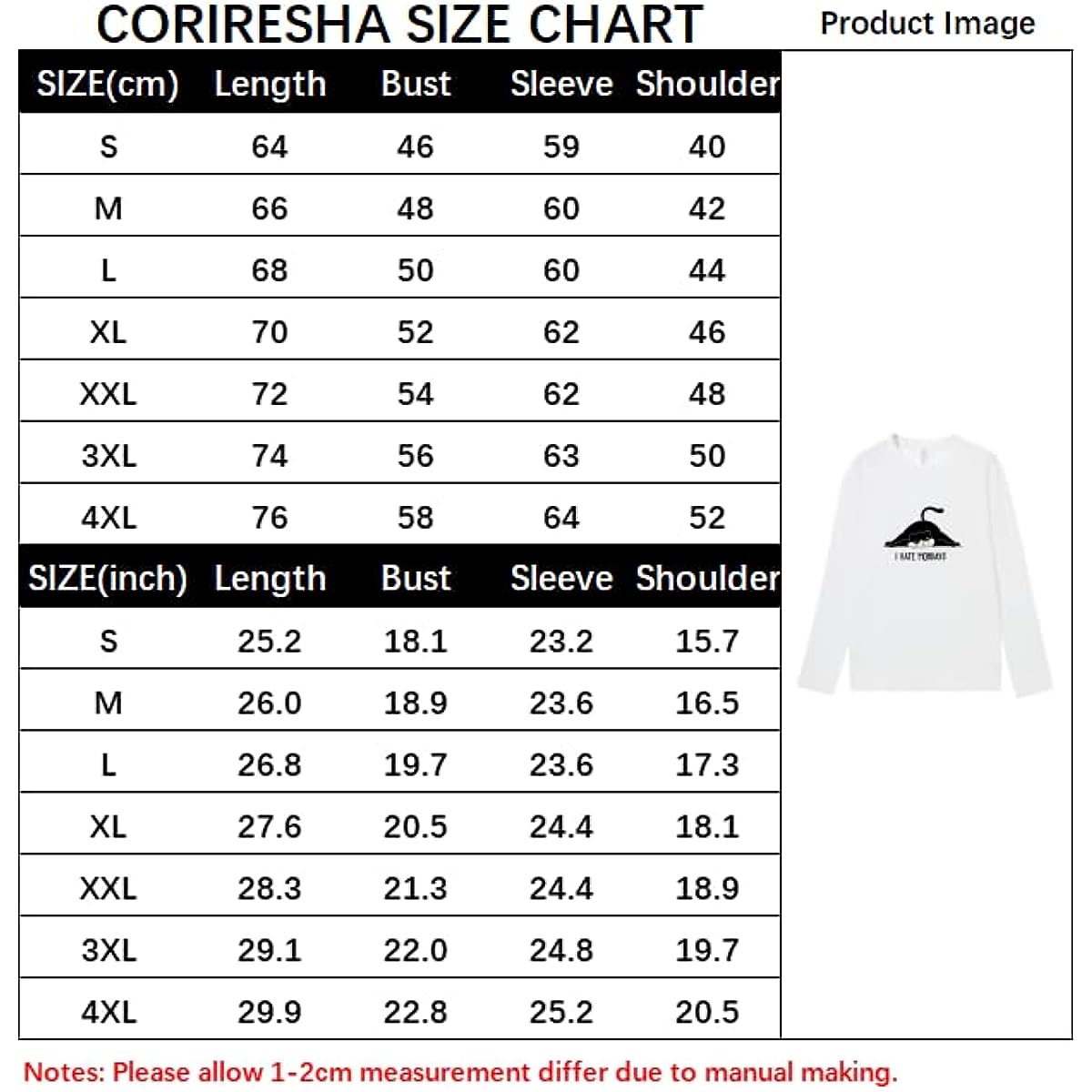 CORIRESHA Teen Cute Lazy Cat Print Crewneck Long Sleeve Casual Cotton T-Shirt