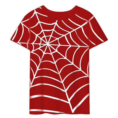 CORIRESHA Y2K Spider Web Camiseta de manga corta con cuello redondo casual Halloween Top