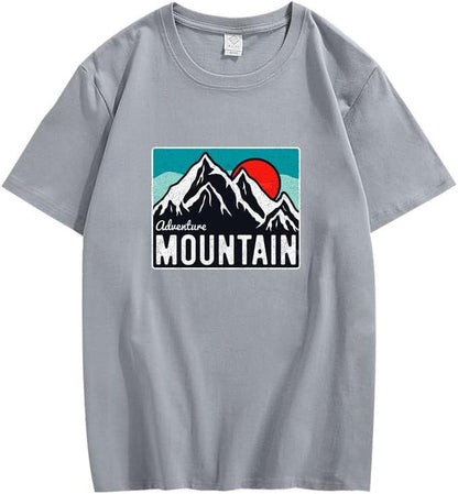 CORIRESHA Women's Vintage Mountain Graphic Crewneck Short Sleeve Loose Basic Sun T-Shirt