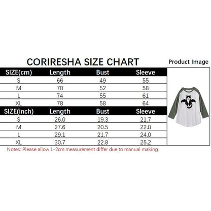 CORIRESHA Youth Cute Cat T-Shirt 3/4 Raglan Sleeves Funny Halloween Costume
