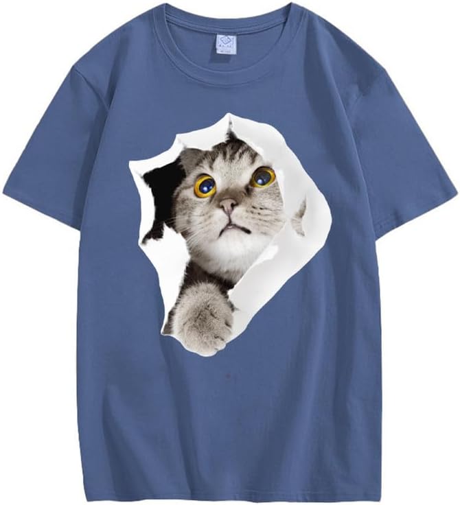 CORIRESHA Camiseta de algodón acogedora informal de manga corta con cuello redondo y cuello redondo para adolescente