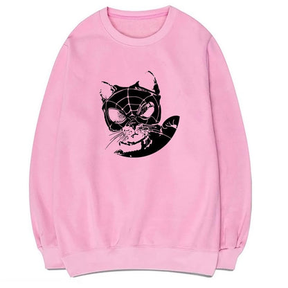 CORIRESHA Women's Cat lovers Pullover Crewneck Long Sleeves Casual Y2K Spider Web Sweatshirt