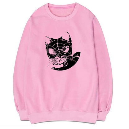 CORIRESHA Sudadera casual Y2K con diseño de telaraña para amantes de los gatos, cuello redondo, manga larga, para mujer