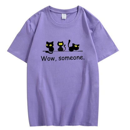 CORIRESHA Lindo Gato Negro Camisetas Amantes de los Animales Ropa Divertida Adolescentes