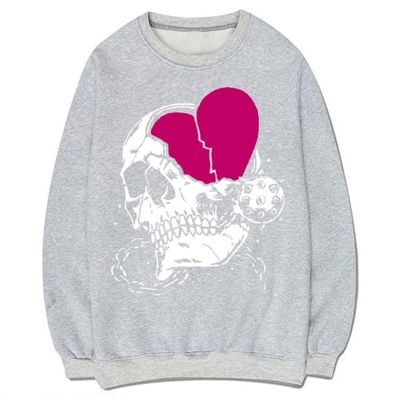 CORIRESHA Adolescente Casual Halloween Calavera Cuello Redondo Manga Larga Lindo Corazón Sudadera