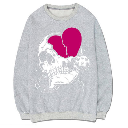 CORIRESHA Adolescente Casual Halloween Calavera Cuello Redondo Manga Larga Lindo Corazón Sudadera