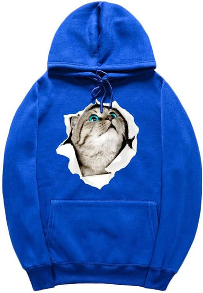 CORIRESHA Adolescente Lindo Gato Sudadera con capucha Casual Manga Larga Cordón Básico Algodón Sudadera
