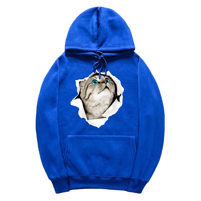 CORIRESHA Adolescente Lindo Gato Sudadera con capucha Casual Manga Larga Cordón Básico Algodón Sudadera