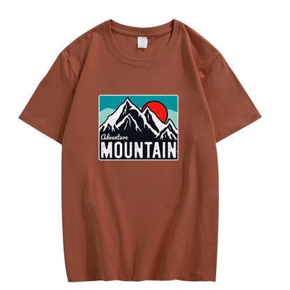 CORIRESHA Women's Vintage Mountain Graphic Crewneck Short Sleeve Loose Basic Sun T-Shirt
