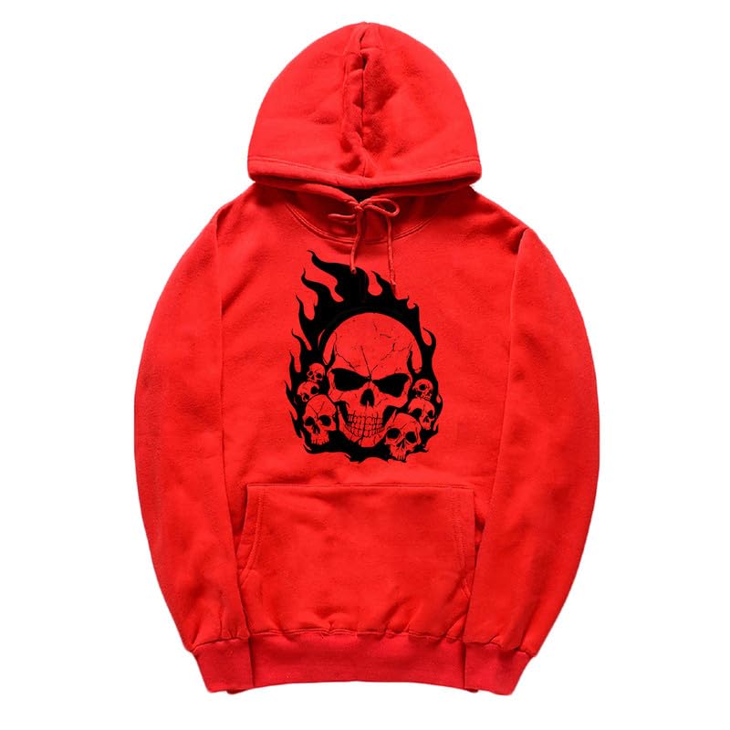 CORIRESHA Sudadera con capucha de calavera de Halloween para adolescentes, manga larga, con cordón, Y2K, estética, llama