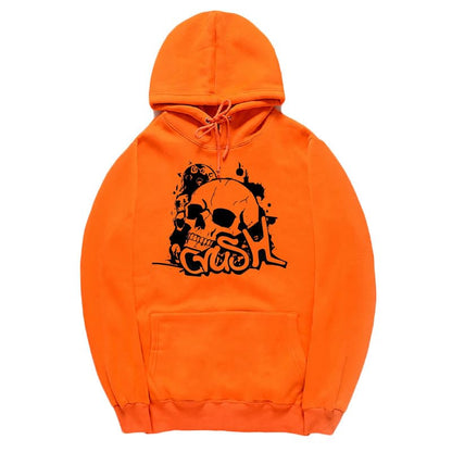CORIRESHA Unisex Skull Hoodie Long Sleeve Drawstring Kangaroo Pocket Y2K Halloween Sweatshirt