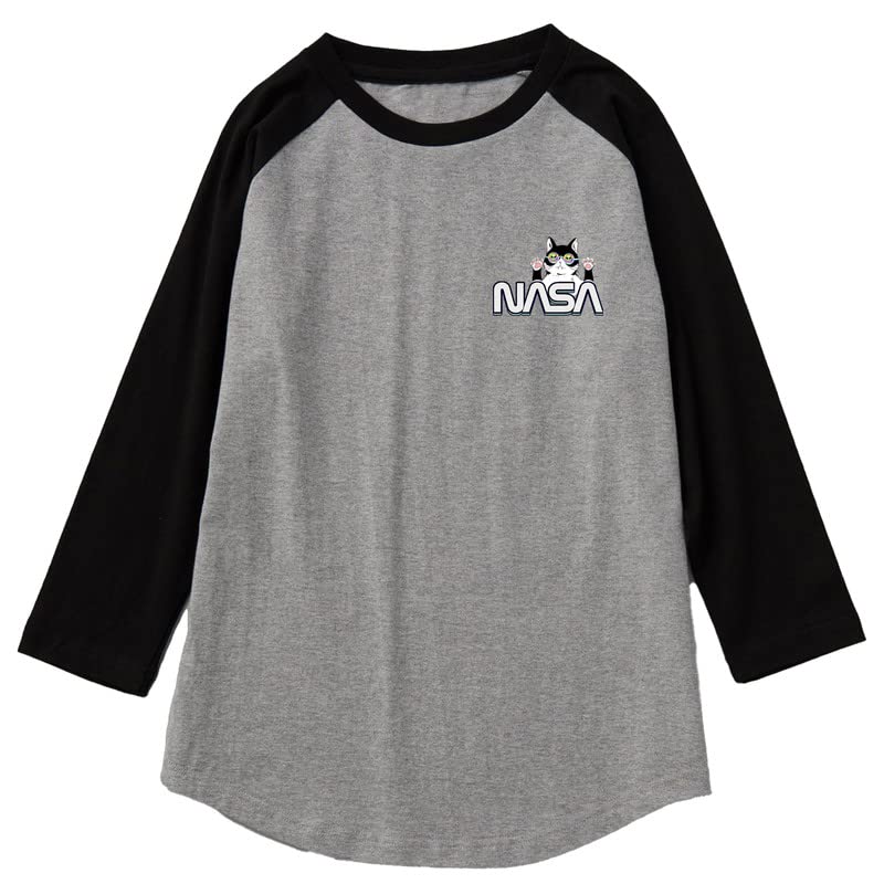 CORIRESHA Cat Lover Cute Top 3/4 Sleeves Casual Color Block Teen's NASA T-Shirt