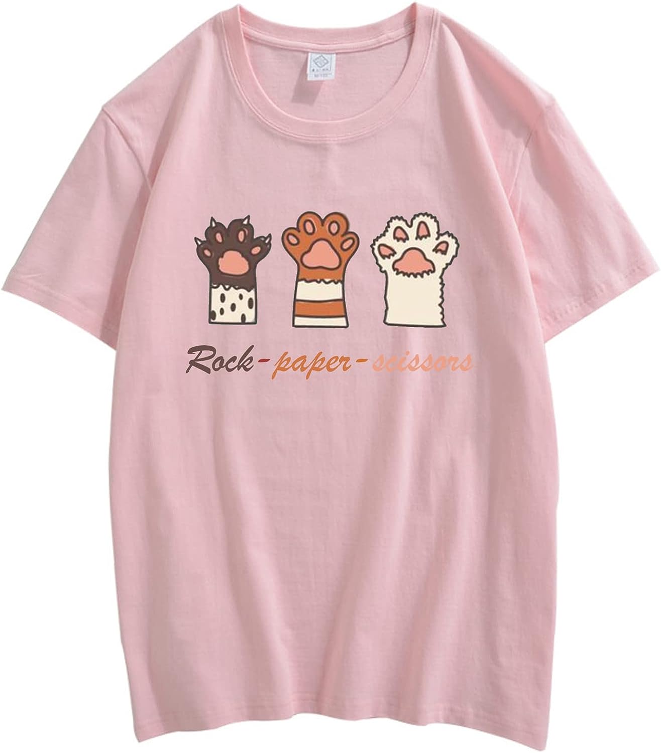 CORIRESHA Camiseta con estampado de pata de gato para adolescentes, cuello redondo, manga corta, informal, acogedora, linda