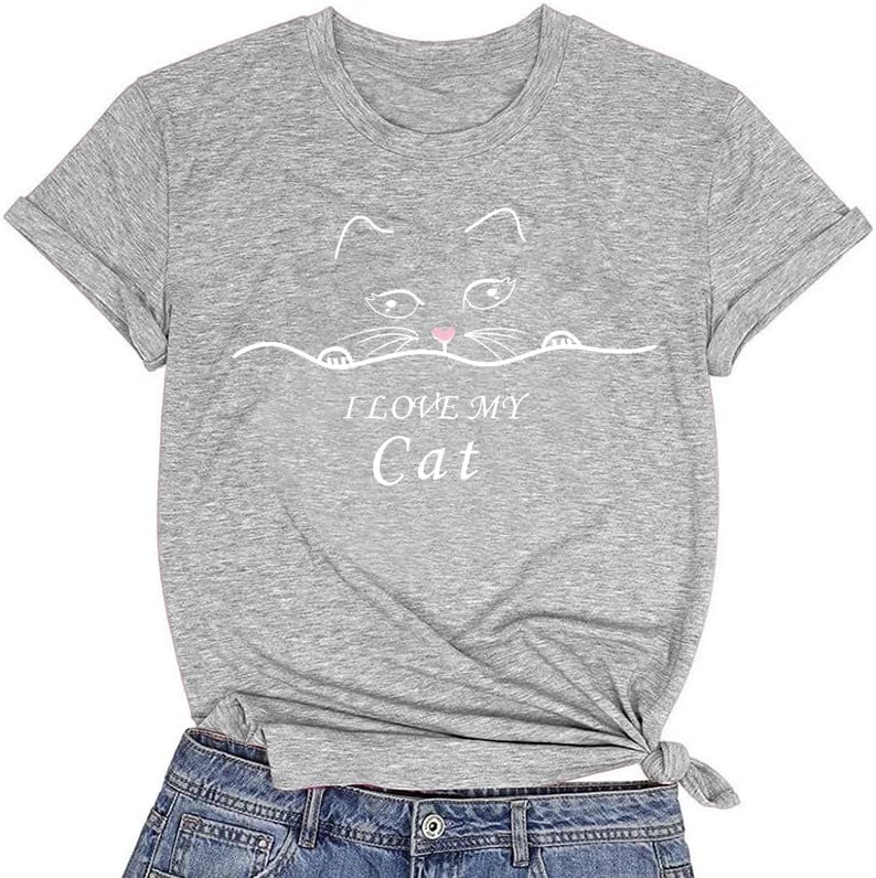 CORIRESHA Cat Lovers Camiseta Manga Corta Cuello Redondo Casual Suave Lindo Top