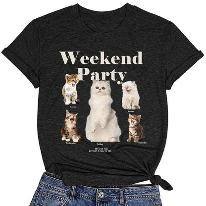 CORIRESHA Camiseta de verano con cuello redondo y manga corta para amantes de los gatos